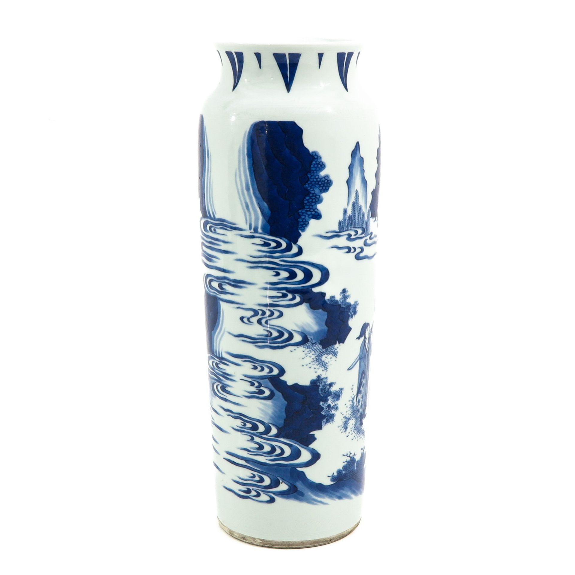 A Blue and White Roll Wagon Vase - Image 3 of 9