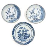 A Lot of 3 Blue and White Plates