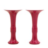 A Pair of Ruby Glaze Small Altar Vases