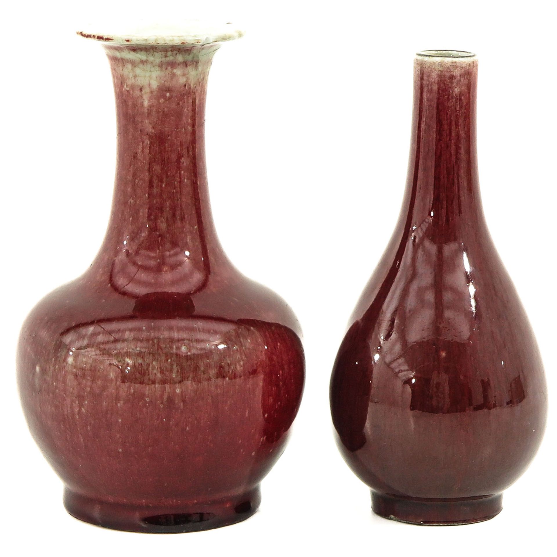 A Lot of 2 Sang de Boeuf Vases