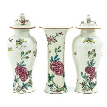 A 3 Piece Famille Rose Garniture Set