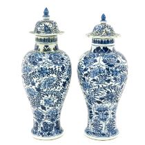 A Pair of Blue and White Garniture Vases