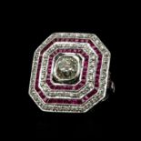 A 14KG Ladies Diamond and Ruby Ring