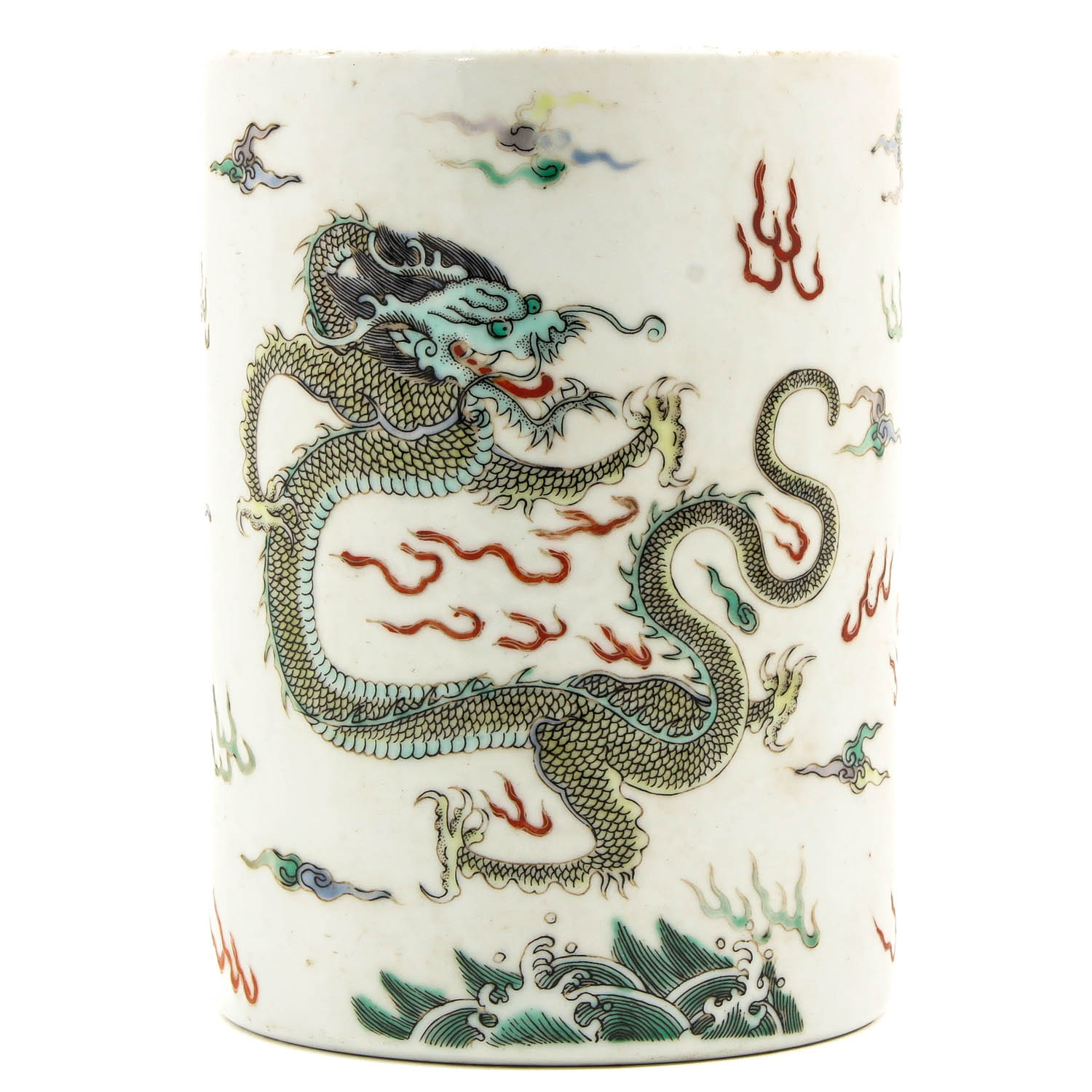 A Polychrome Decor Brush Pot - Image 3 of 10