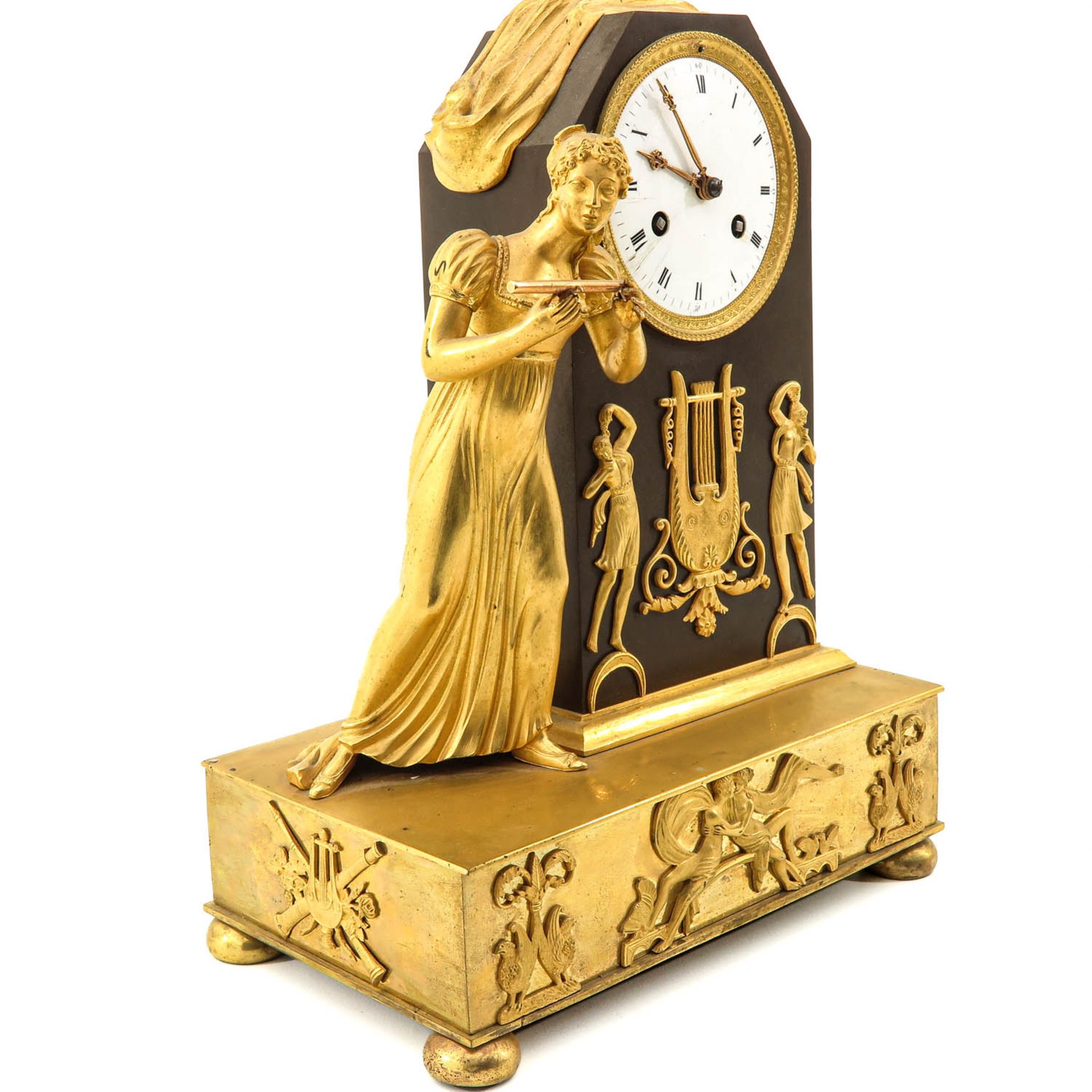 A French Empire Gilded Bronze Pendule - Image 8 of 8