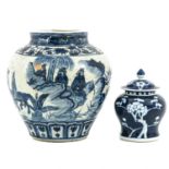 A Blue and White Pot and Ginger Jar