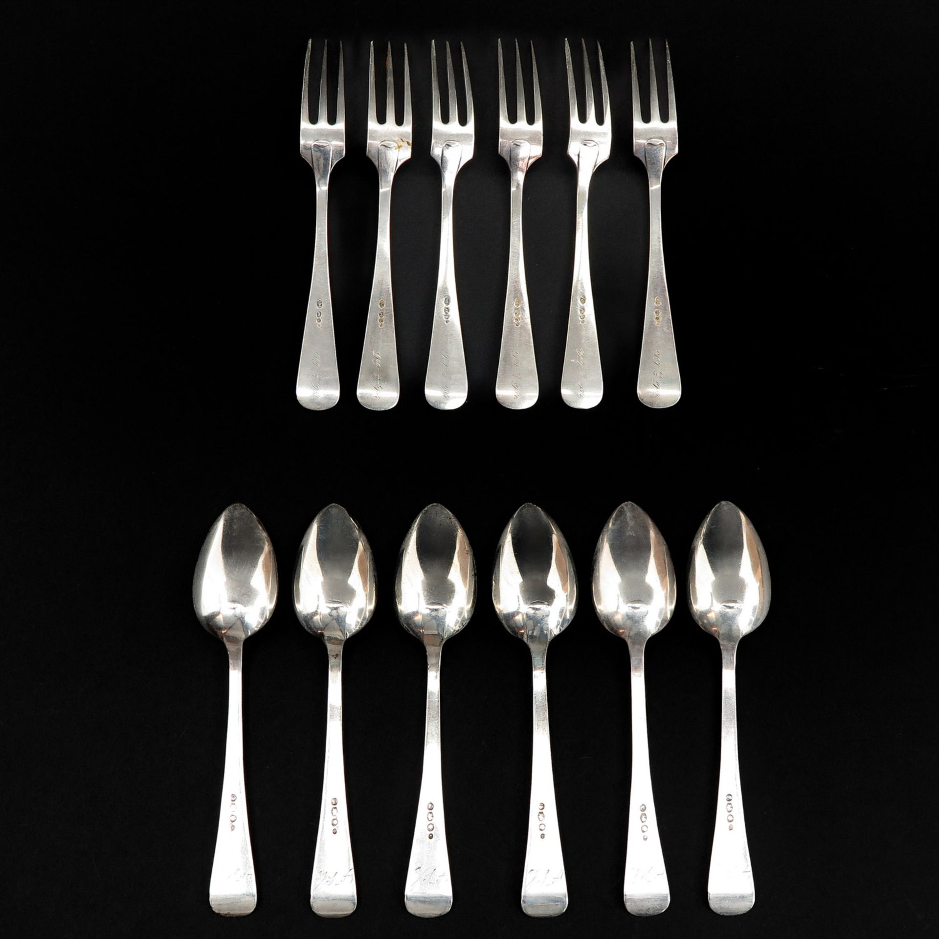 A Collection of 6 Dutch Silver Forks and Spoons - Bild 2 aus 5