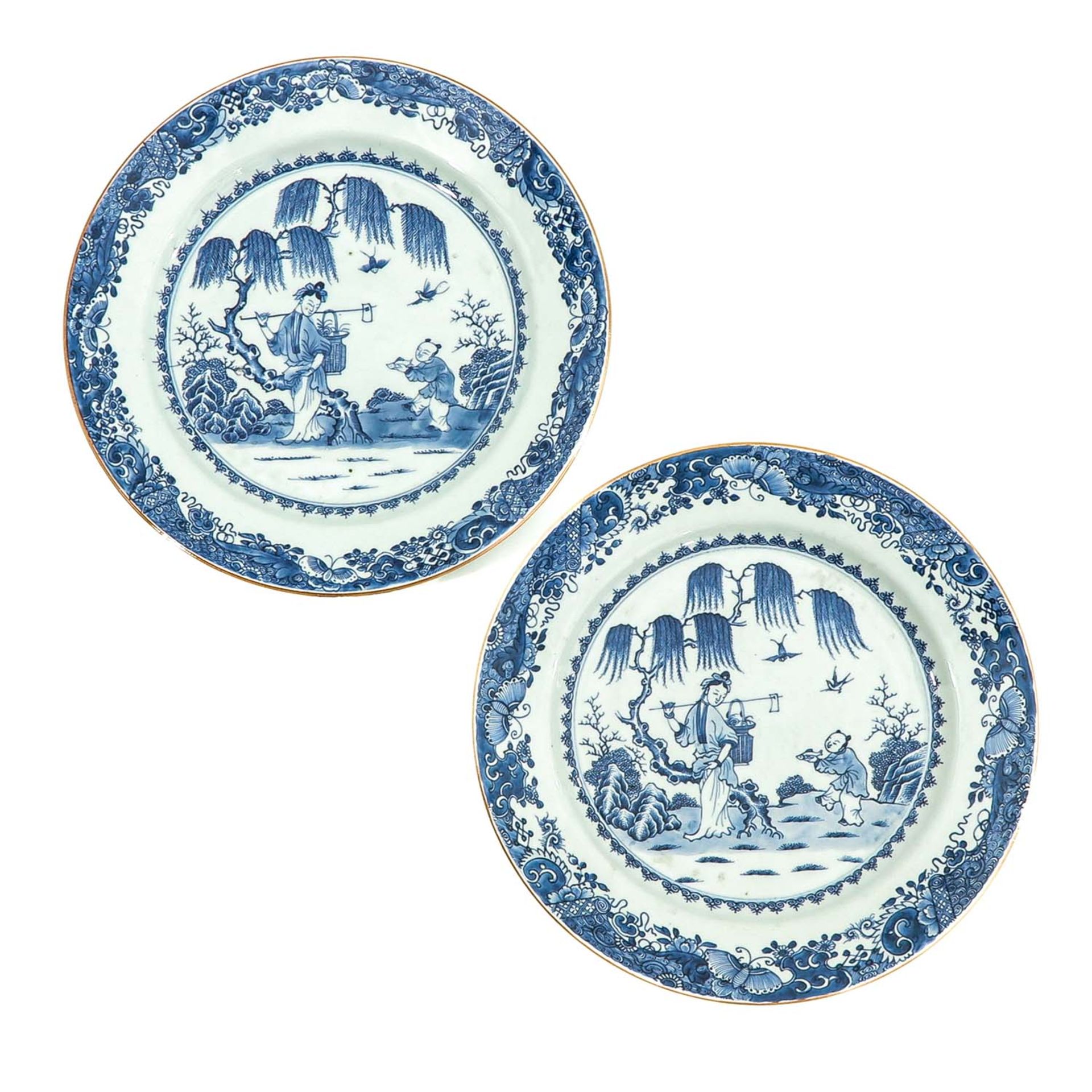 A Pair of Blue and White Plates