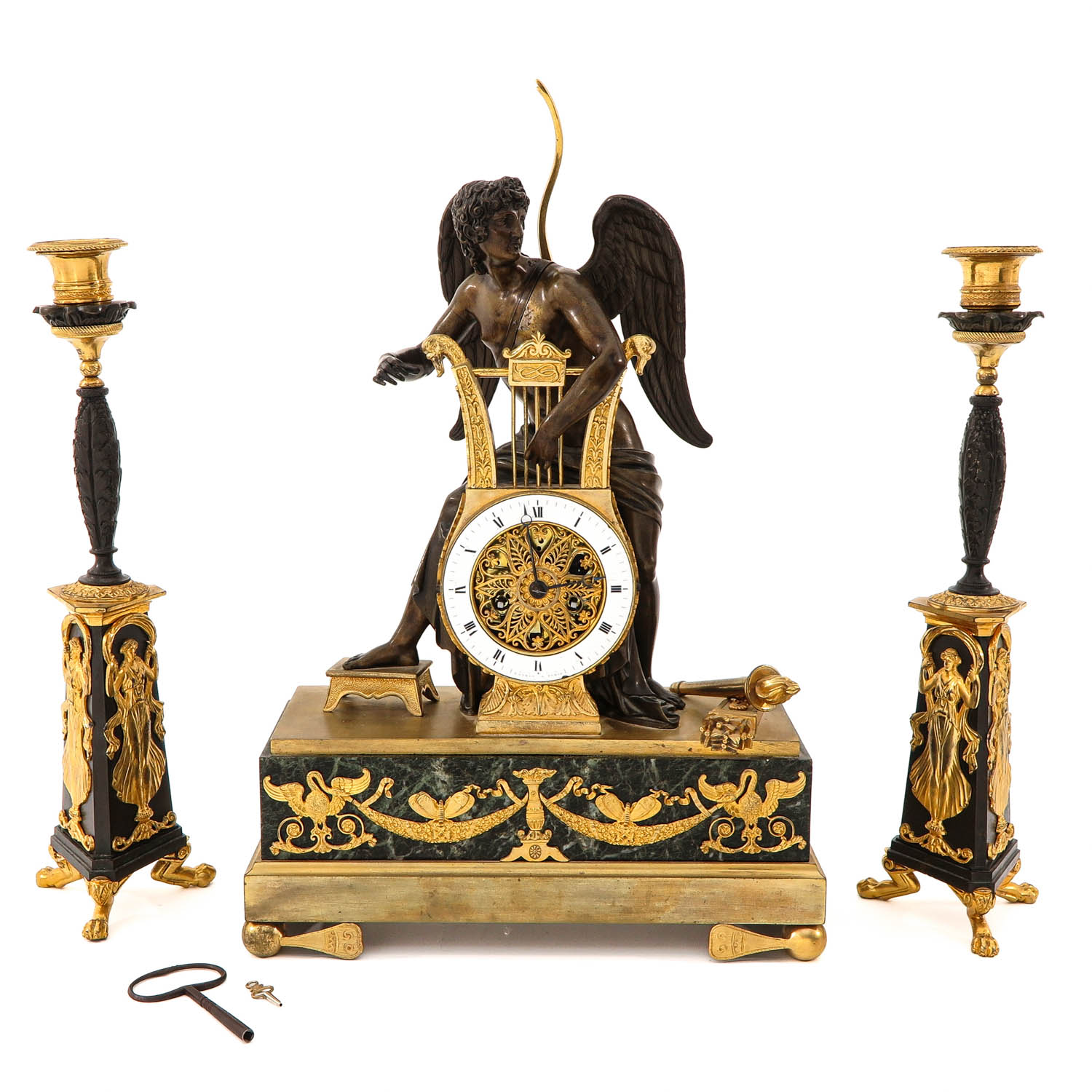 A 3 Piece 19th Century Clock Set