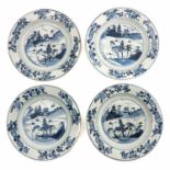 A Collection of 4 Blue and White Plates