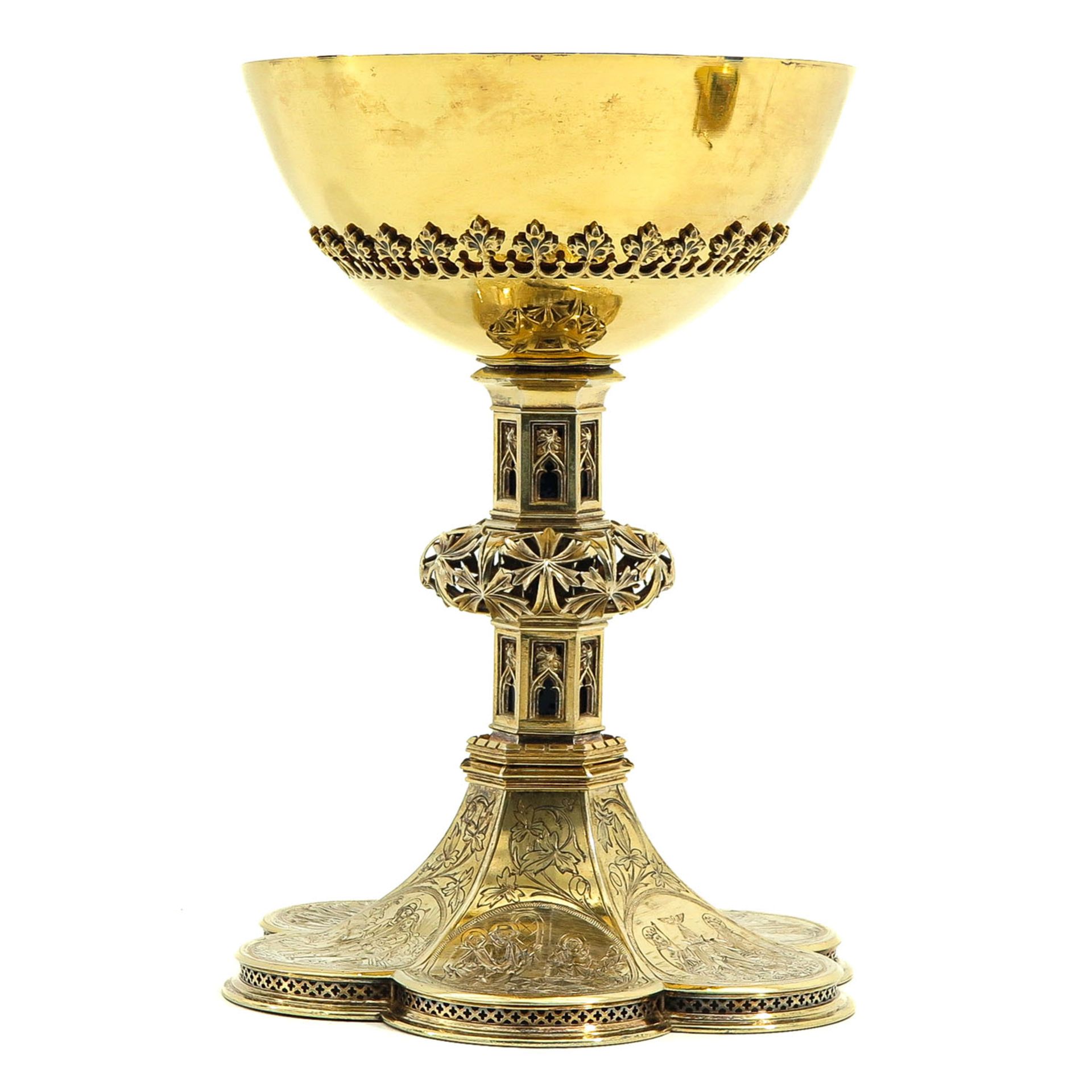 A Silver Vermeil Neo-Gothic Chalice - Bild 3 aus 9