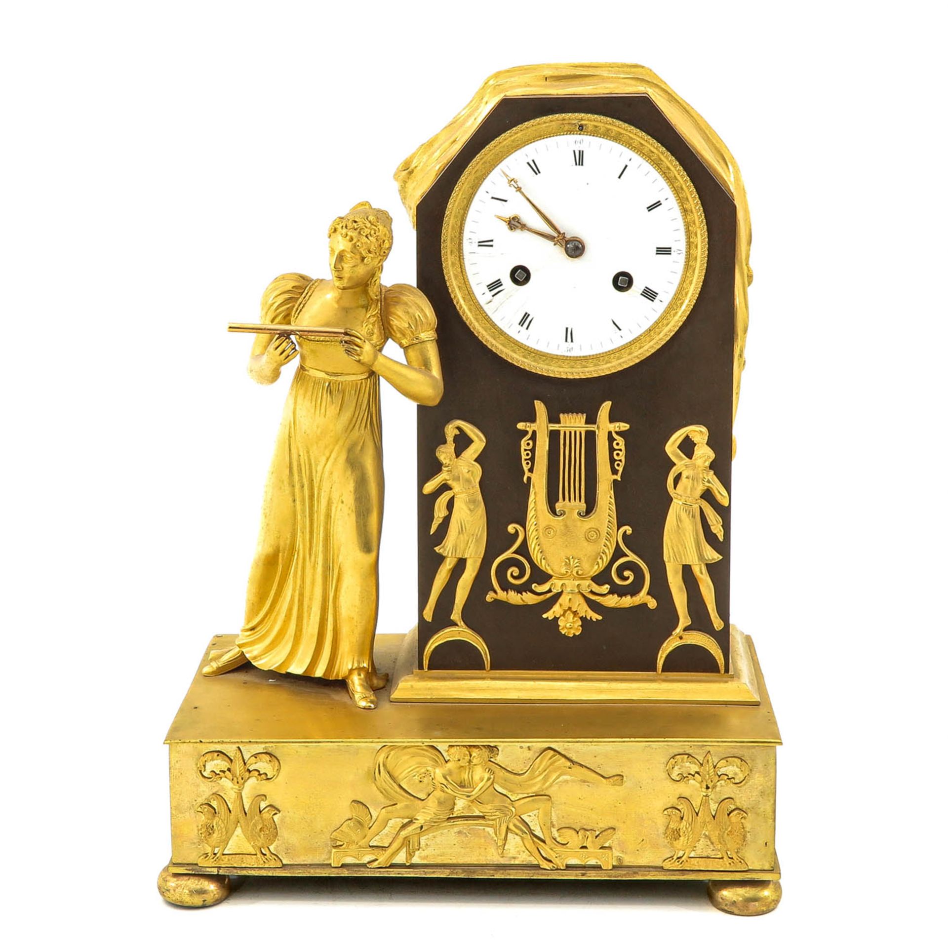 A French Empire Gilded Bronze Pendule