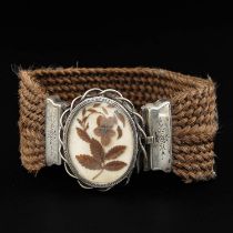 A Bracelet with Hairwork and Silver Clasp