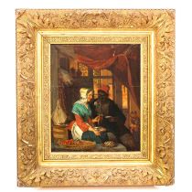 An Signed Oil on Panel Depicting Fishermans Wife