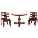An English Mahogany Dining Table with 4 Chairs