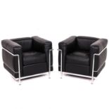 A Pair of Corbusier Armchairs Model LC2