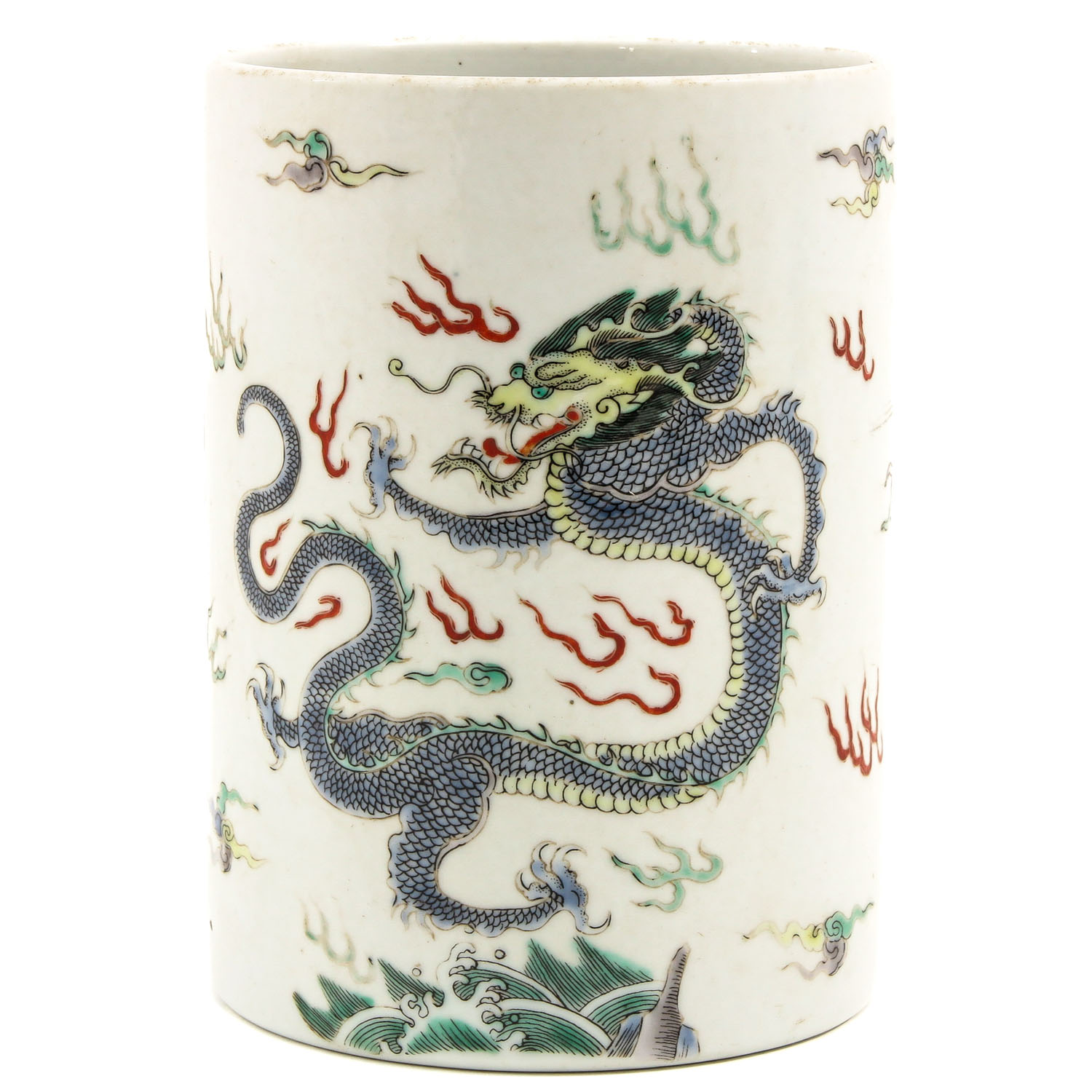 A Polychrome Decor Brush Pot