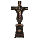A Rare Relic Altar Cross with Enamel Crucifix