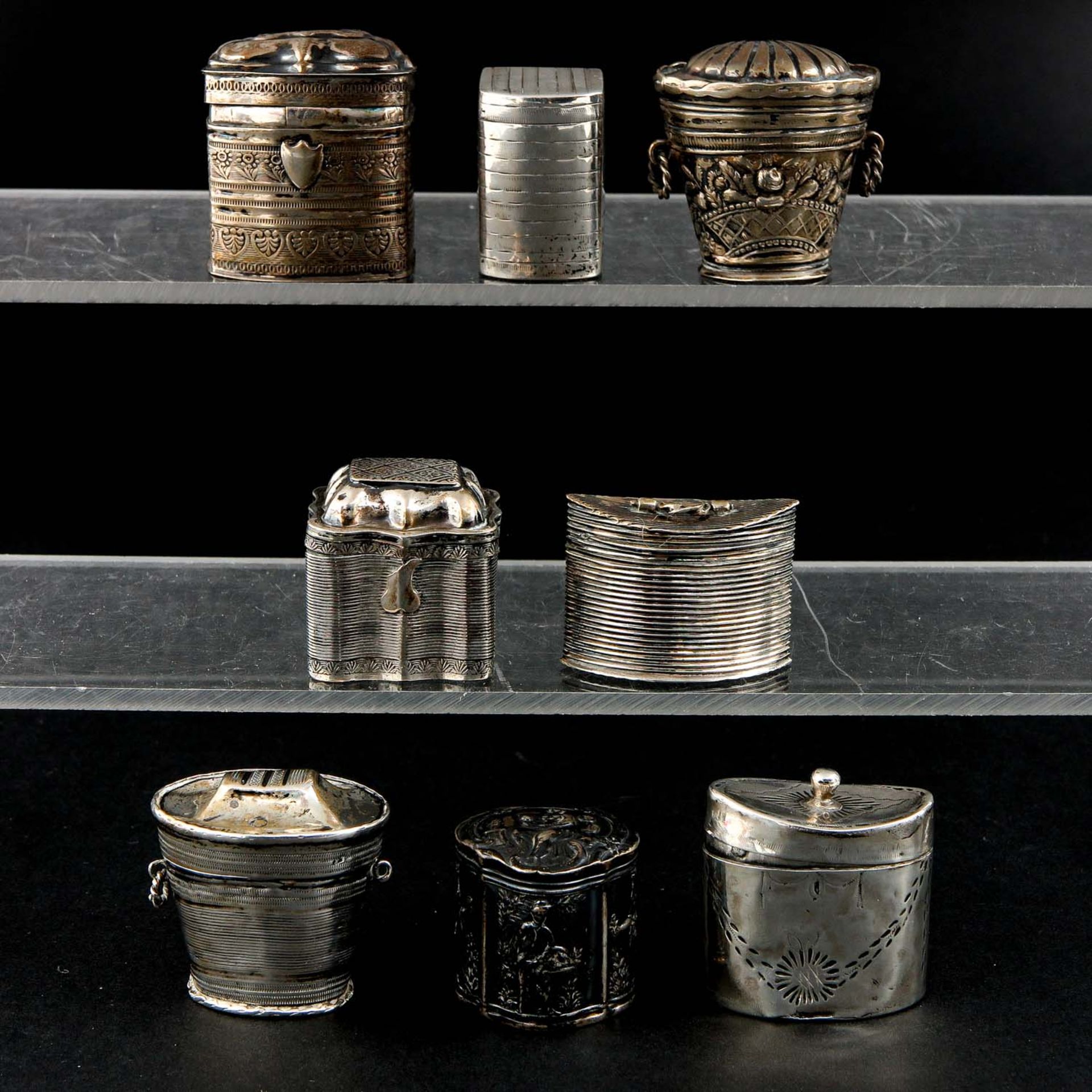 A Collection of 8 18th - 19th Century Silver Loderein Boxes