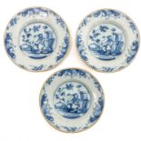 A Lot of 3 18th Century Delft Plates