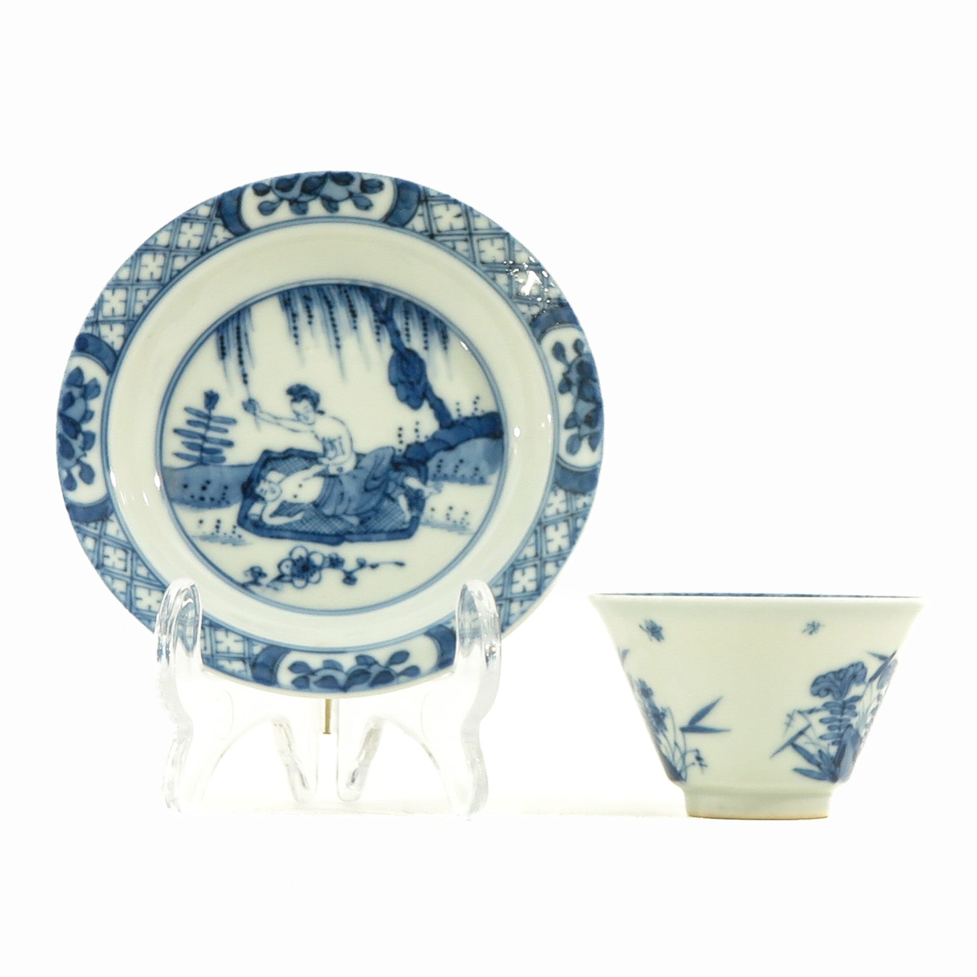 A Blue and White Cup and Saucer - Image 2 of 10