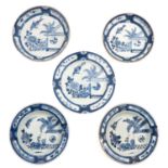 A Collection of 5 Blue and White Plates