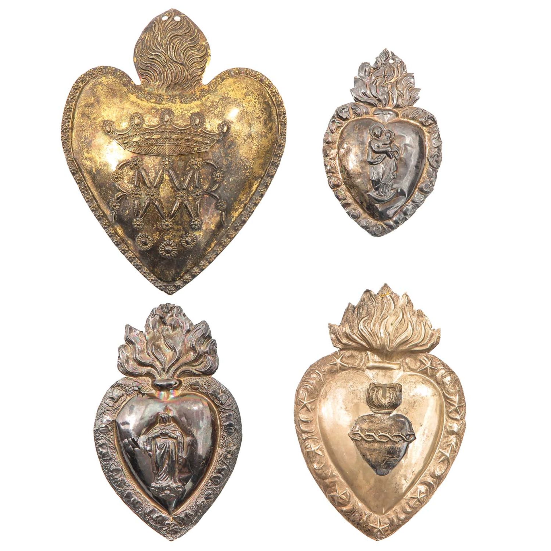 A Collection of 4 Silver Hearts