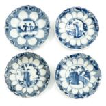 A Series of 4 Blue and White Saucers