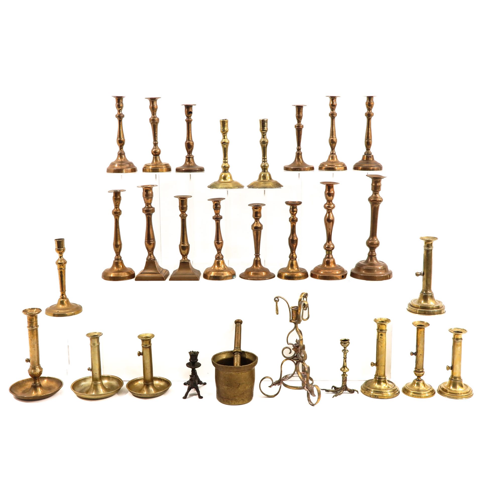 A Collection of 27 Candlesticks and 1 Mortar - Image 2 of 10