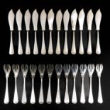 A 12 Person Dutch Silver Fish Cutlery Set