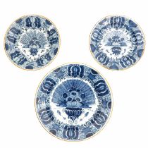 A Collection of 3 18th Century Delft Plates