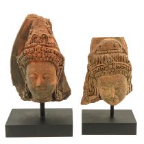 A Lot of 2 Buddha Head Sculptures