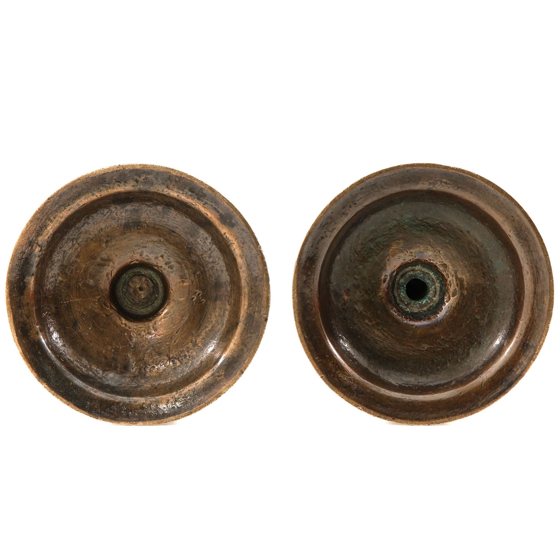 A Pair of 17th Century Bronze Pen Candlesticks - Image 6 of 10