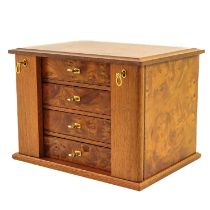 A Birds Eye Maple Marquetry Jewelry Cabinet