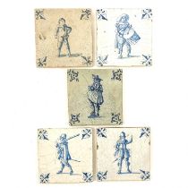 A Lot of 5 Dutch 17th Century Tiles