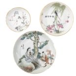 A Collection of 3 Qianjiang Cai Decor Plates