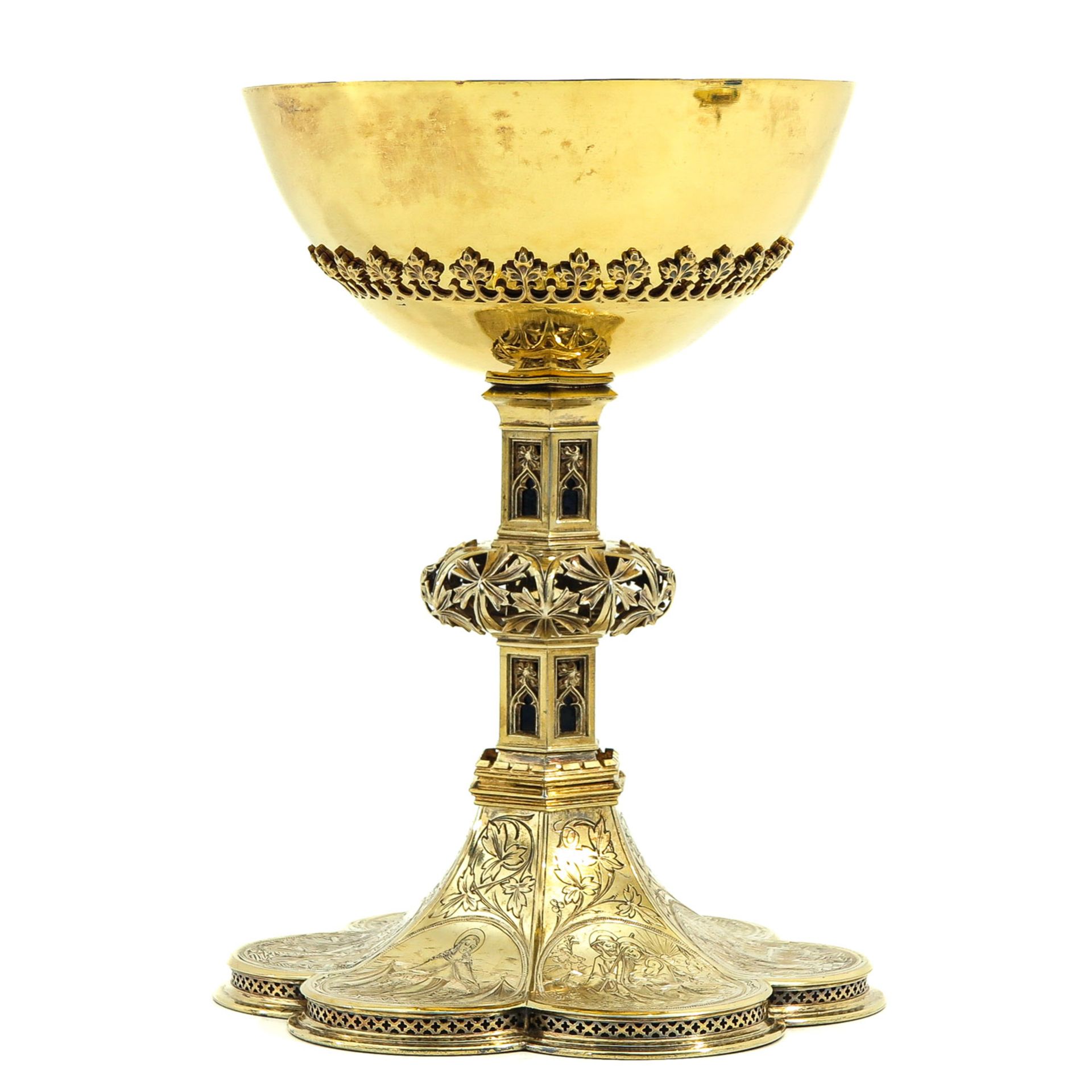 A Silver Vermeil Neo-Gothic Chalice - Bild 2 aus 9