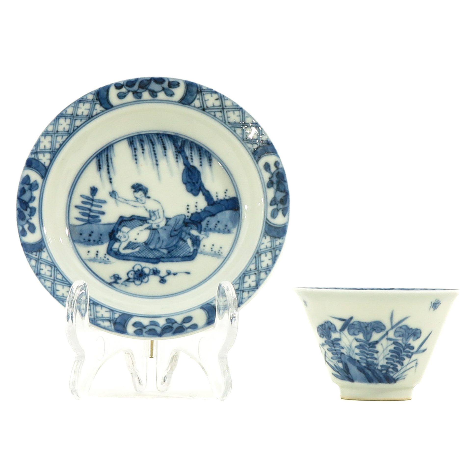 A Blue and White Cup and Saucer - Image 3 of 10