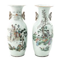 A Lot of 2 Qianjiang Cai Decor Vases