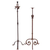 A Cast Iron Candlestick and Lamp Base
