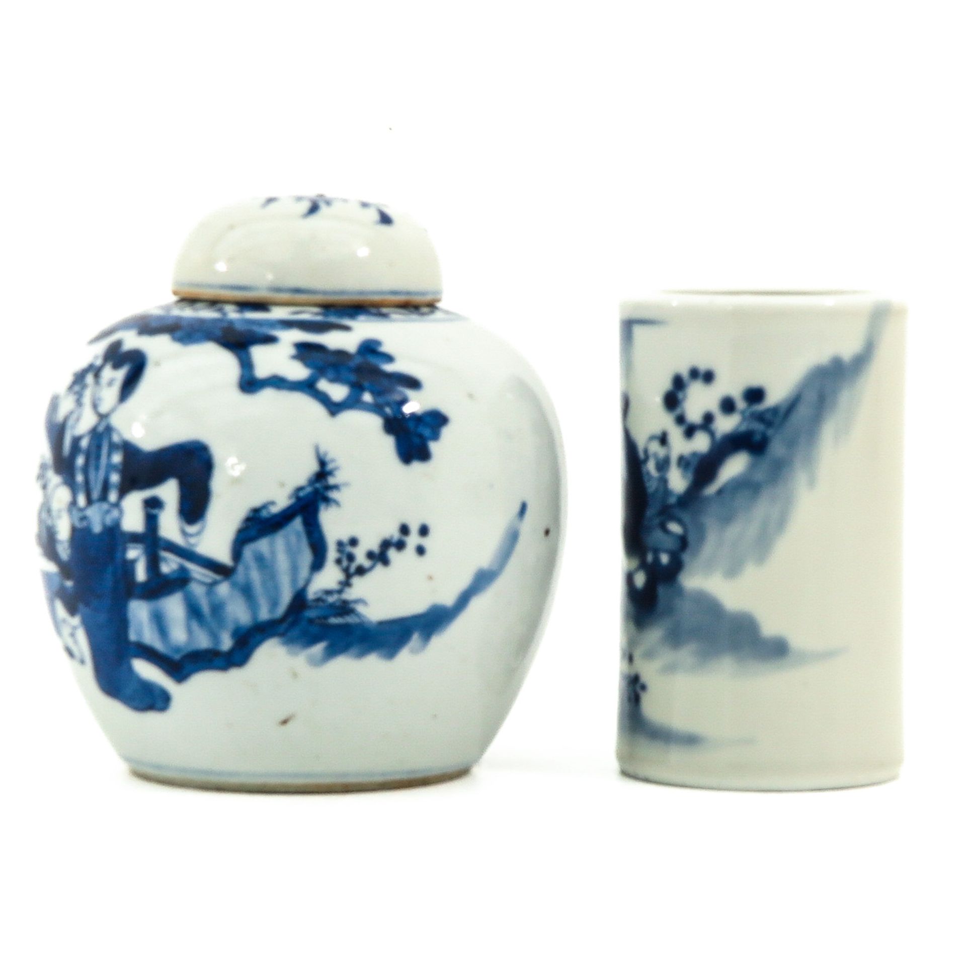 A Blue and White Ginger Jar and Pencil Pot - Image 2 of 10