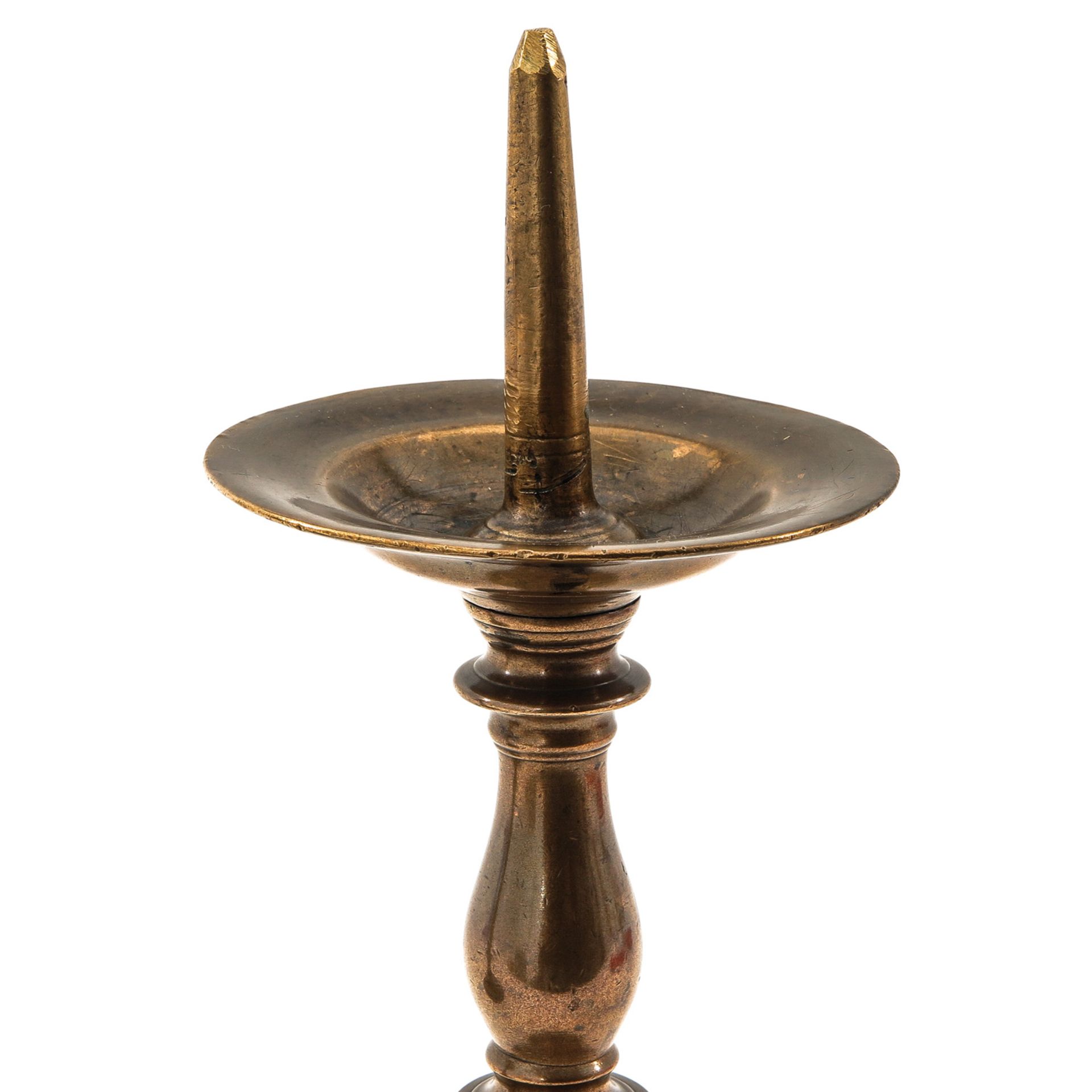A Pair of 17th Century Bronze Pen Candlesticks - Image 9 of 10