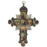 A Silver Cross Pedant with 6 Miniature Paintings