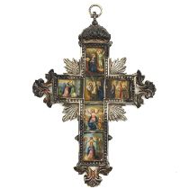 A Silver Cross Pedant with 6 Miniature Paintings