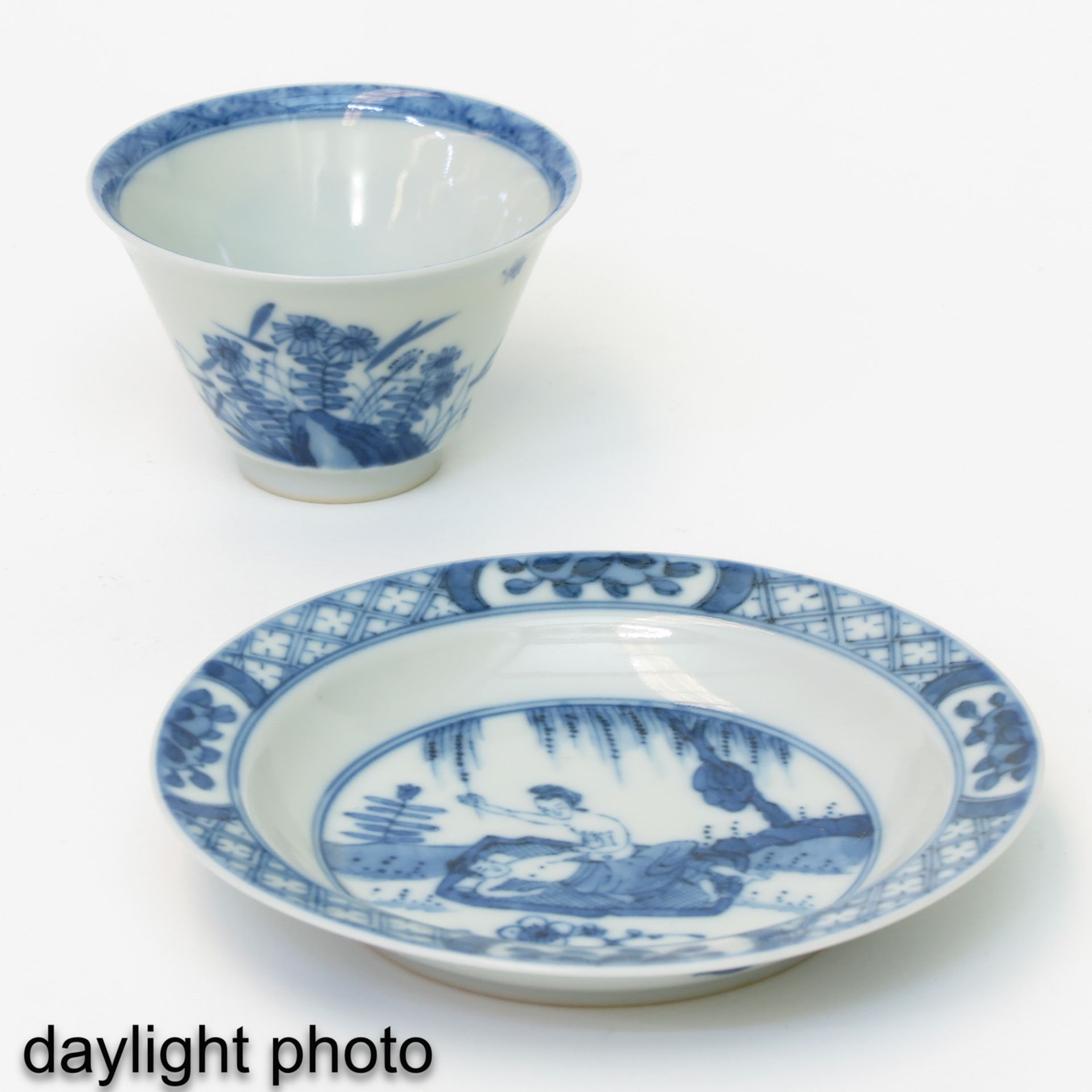 A Blue and White Cup and Saucer - Image 7 of 10
