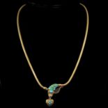 A Necklace Set with Turquoise and Diamonds
