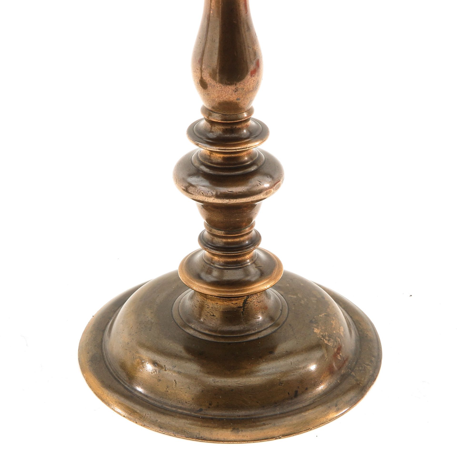 A Pair of 17th Century Bronze Pen Candlesticks - Image 10 of 10