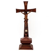 A 19th Century Walnut Crucifix with Kiss Relic