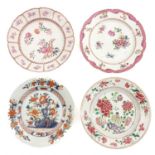 A Collection of 4 Famille Rose Plates