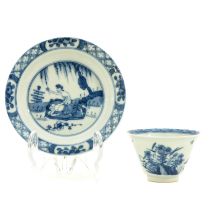 A Blue and White Cup and Saucer